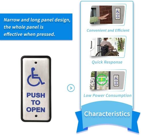 Handicap Door Opener Pair with 2 Slim Hardwired Stainless Steel Push Plate Swithes in Kuwait