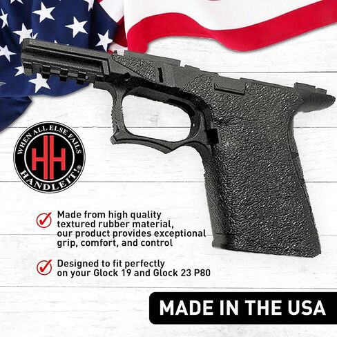 شريط قبضة مسدس Handleitgrips متوافق مع Glock 19/23 P80 شريط قبضة مسدس مطاطي أسود محكم، سهل التركيب، مملوك للمحاربين القدامى، صنع في الولايات المتحدة الأمريكية in Kuwait
