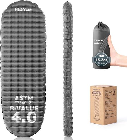 Hikenture 4.0 R-Value Backpacking Sleeping Pad, Ultralight 15oz Camping Mattress Pad, Insulated & Inflatable Camp Sleeping Mat (Blue, Single) in Kuwait