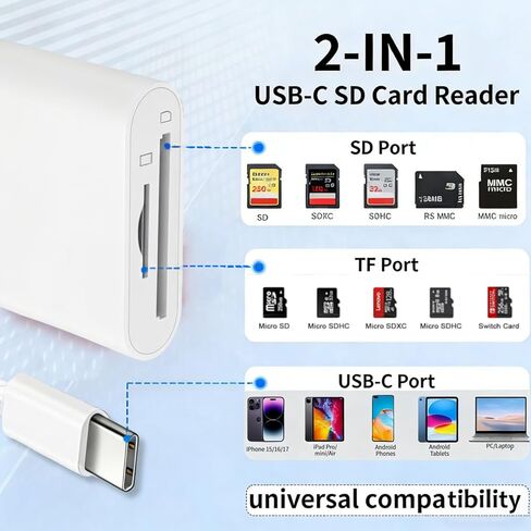 [معتمد من Apple MFi] قارئ بطاقة SD لهاتف iPhone 15 16 17، محول بطاقة مع فتحات ذاكرة USB Micro SD مزدوجة من النوع C لأجهزة iPad/MacBook/Mac، عارض كاميرا Trail يدعم توصيل بطاقة SD/TF وتشغيلها (وردي) in Kuwait