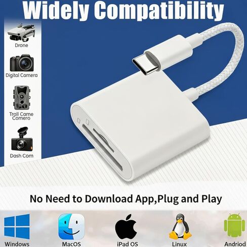 [معتمد من Apple MFi] قارئ بطاقة SD لهاتف iPhone 15 16 17، محول بطاقة مع فتحات ذاكرة USB Micro SD مزدوجة من النوع C لأجهزة iPad/MacBook/Mac، عارض كاميرا Trail يدعم توصيل بطاقة SD/TF وتشغيلها (وردي) in Kuwait