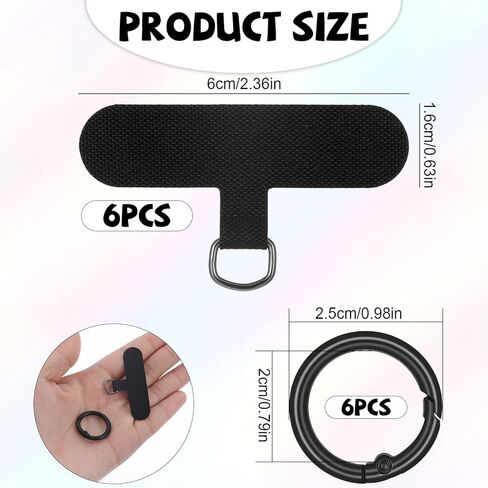 6PCS Phone Tether Tab, Universal O Ring Clasps for Phone Strap Holder, Anti-Theft Cell Phones Patch Without Adhesive in Kuwait