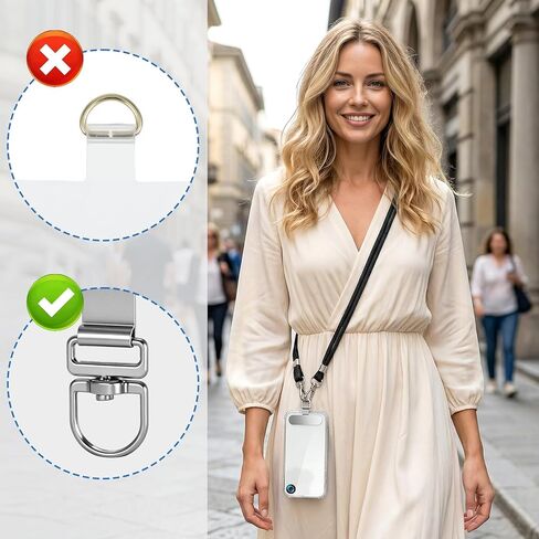قطعتان من شريط ربط الهاتف قابل للدوران 360 درجة، قطعة بديلة من حزام الهاتف الخلوي من الفولاذ المقاوم للصدأ باللون الفضي in Kuwait