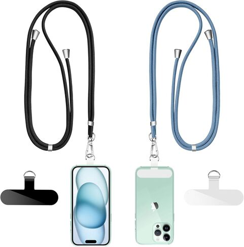 Amzpas Cell Phone Lanyard-2xAdjustable Neck Strap&Phone Patch,Multifunctional Universal Crossbody Lanyard for Most Smartphone in Kuwait