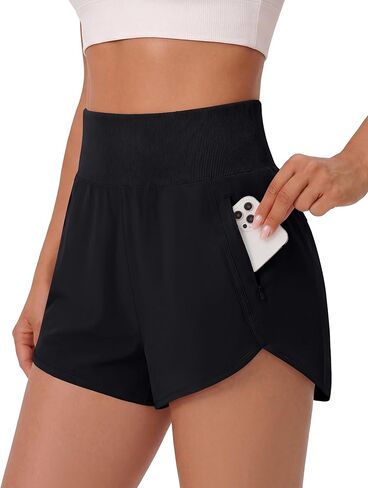 BMJL Womens Athletic Shorts 2.5" High Waisted Running Workout Gym Sports Quick Dry Shorts with Zipper Pocket in Saudi Arabia