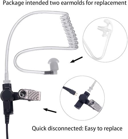 Walkie Talkie Earpiece Headset with Mic/PTT Compatible for Motorola Radio cls1410 cls1110 Cp200 cp200d cp185 bpr40 cp100 rdm2070d with Covert Acoustic Tube Earphone and Medium Earmolds in Kuwait