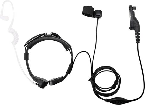 ETMY Throat Mic Compatible with Motorola APX 6000/XPR 7550e, Tactical Single-Ear Air Tube Headset with 3-Pair Earbuds, Neck-Comfort Design for Noisy Env/Tactical Use 1 Pack in Kuwait