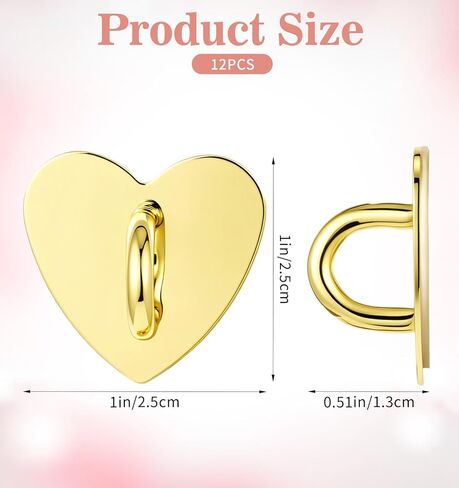 12 Pcs Heart Charm Hooks, Heart Phone Charm Adhesive Hook, Adhesive Finger Ring Stand for Cellphone Case Tablet (Silver, Black, Gold, Rose Gold, 0.98 x 0.51 in) in Kuwait