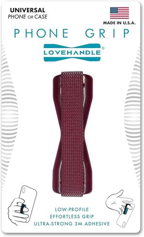 LOVEHANDLE قبضة هاتف عالمية للهواتف الذكية والأجهزة اللوحية الصغيرة - حامل هاتف لليد - متوافق مع الشحن اللاسلكي - صنع في الولايات المتحدة الأمريكية - كستنائي in Kuwait
