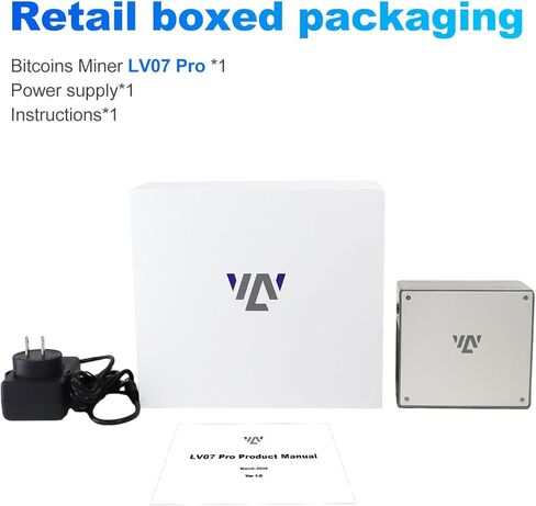 Bitcoin Miner LV07 Pro Solo Lottery Mining | معدل تجزئة عالي 3TH/s BM1370 ASIC، 55 ديسيبل فائق الهدوء، SHA-256 مع PSU للاستخدام المنزلي in Kuwait