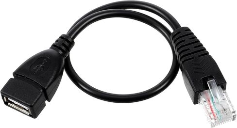 قطعة واحدة من محول إيثرنت USB 2.0 إلى RJ45، كابل إيثرنت أسود USB2.0 أنثى إلى RJ45 8P4C محول تحويل ذكر لجهاز التوجيه والمودم والكاميرا (11.81 بوصة) in Kuwait