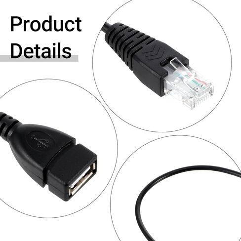 قطعة واحدة من محول إيثرنت USB 2.0 إلى RJ45، كابل إيثرنت أسود USB2.0 أنثى إلى RJ45 8P4C محول تحويل ذكر لجهاز التوجيه والمودم والكاميرا (11.81 بوصة) in Kuwait