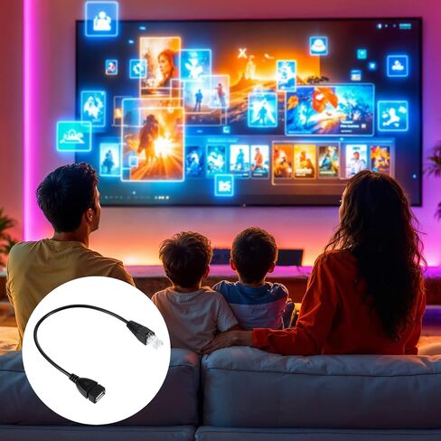 قطعة واحدة من محول إيثرنت USB 2.0 إلى RJ45، كابل إيثرنت أسود USB2.0 أنثى إلى RJ45 8P4C محول تحويل ذكر لجهاز التوجيه والمودم والكاميرا (11.81 بوصة) in Kuwait