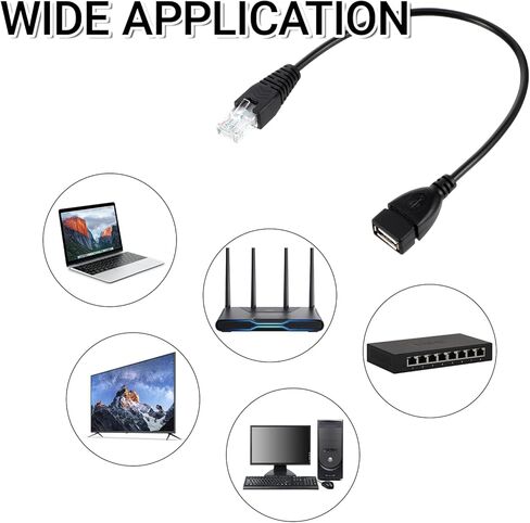 قطعة واحدة من محول إيثرنت USB 2.0 إلى RJ45، كابل إيثرنت أسود USB2.0 أنثى إلى RJ45 8P4C محول تحويل ذكر لجهاز التوجيه والمودم والكاميرا (11.81 بوصة) in Kuwait
