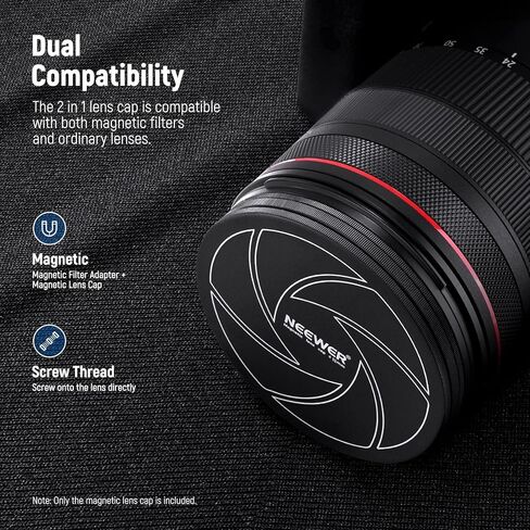 NEEWER 52mm Magnetic Aluminum Lens Cap with 52mm Thread, Compatible with NEEWER K&F Kase 52mm Magnetic Lens Filters and 52mm Camera Lens in Kuwait