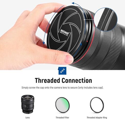 NEEWER 52mm Magnetic Aluminum Lens Cap with 52mm Thread, Compatible with NEEWER K&F Kase 52mm Magnetic Lens Filters and 52mm Camera Lens in Kuwait