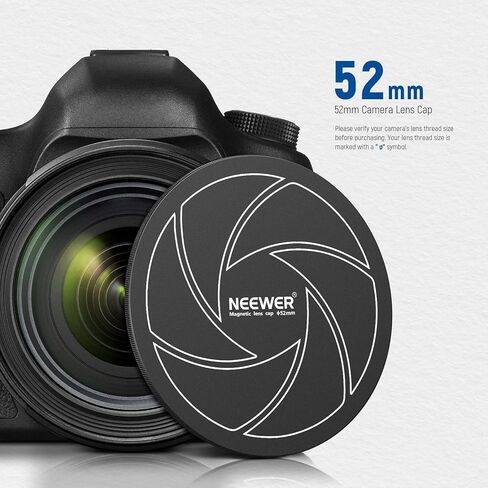 NEEWER 52mm Magnetic Aluminum Lens Cap with 52mm Thread, Compatible with NEEWER K&F Kase 52mm Magnetic Lens Filters and 52mm Camera Lens in Kuwait