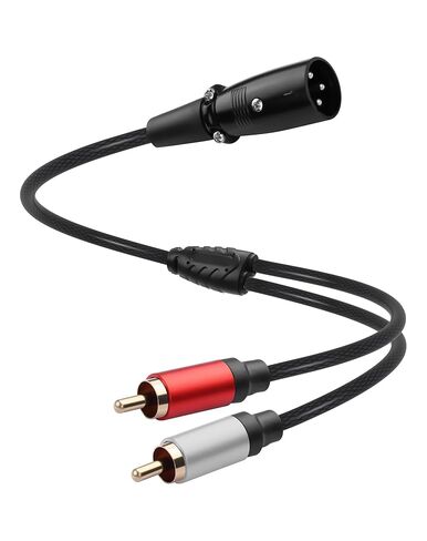 CERRXIAN XLR ذكر إلى ثنائي RCA ذكر Y كابل الصوت الفاصل، 1FT متوازن 1 XLR ذكر إلى غير متوازن 2 RCA ذكر Y محول سلك موصلات مطلية بالذهب للخلاط إلى ستيريو المنزل، مكبر للصوت in Kuwait