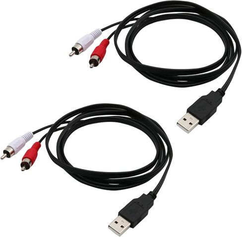 2X 1.5M USB A ذكر إلى 2X فونو ذكر Av كابل الرصاص PC Tv Aux الصوت والفيديو محول in Kuwait