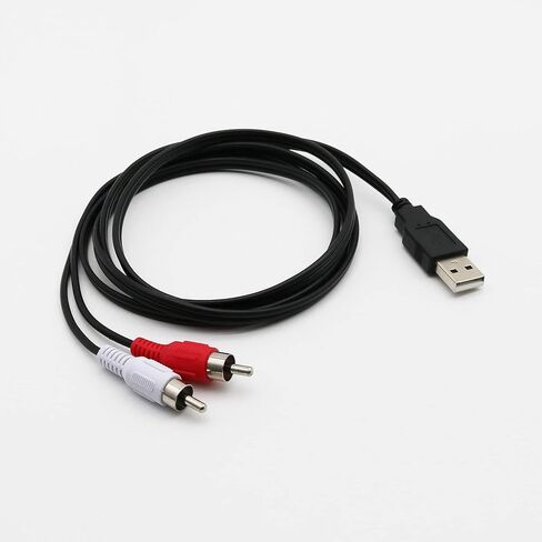 2X 1.5M USB A ذكر إلى 2X فونو ذكر Av كابل الرصاص PC Tv Aux الصوت والفيديو محول in Kuwait