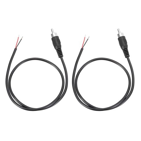 MECCANIXITY 6.6FT RCA إلى كابل مكبر صوت سلكي عاري، 22AWG بديل أسود RCA ذكر قابس لفتح نهاية محول موصل كابل الصوت الضفيرة لمكبر الصوت، ومكبرات الصوت المنزلية، حزمة من 2 in Kuwait