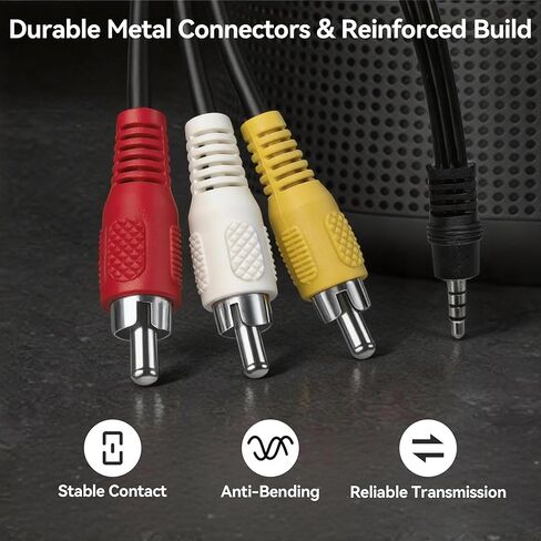 3.5mm to RCA Cable 3.3ft, 1/8" TRRS 4 Pole Male to A Male Audio Video Composite AV Cord for TV, Projector, DVD Player, Camcorder, Retro Gaming Devices in Saudi Arabia
