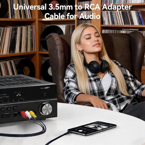3.5mm to RCA Cable 3.3ft, 1/8" TRRS 4 Pole Male to A Male Audio Video Composite AV Cord for TV, Projector, DVD Player, Camcorder, Retro Gaming Devices in Saudi Arabia