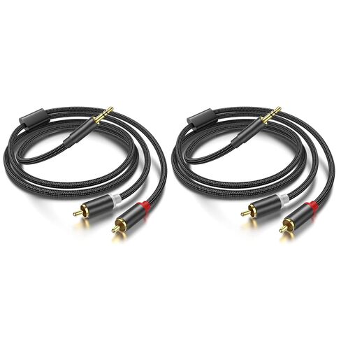 كابل 3.5 ملم إلى RCA، 3.3FT RCA ذكر إلى Aux محول الصوت HiFi Sound Headphone Jack محول غلاف معدني RCA Y Splitter RCA سلك مساعد 1/8 إلى موصل RCA للهاتف ومكبر الصوت MP3 والكمبيوتر اللوحي HDTV (عبوتان) in Kuwait