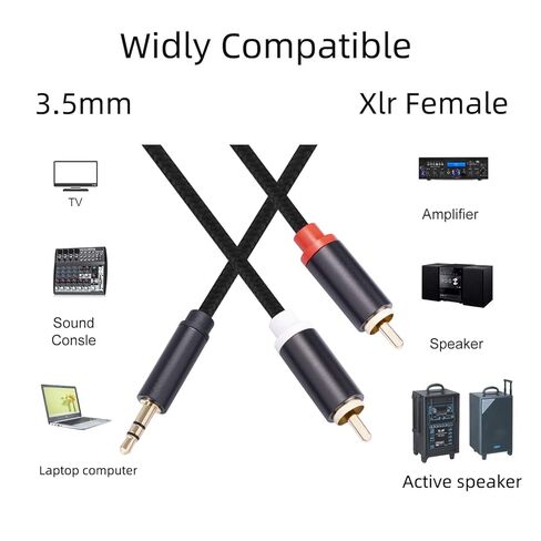 كابل 3.5 ملم إلى RCA، 3.3FT RCA ذكر إلى Aux محول الصوت HiFi Sound Headphone Jack محول غلاف معدني RCA Y Splitter RCA سلك مساعد 1/8 إلى موصل RCA للهاتف ومكبر الصوت MP3 والكمبيوتر اللوحي HDTV (عبوتان) in Kuwait