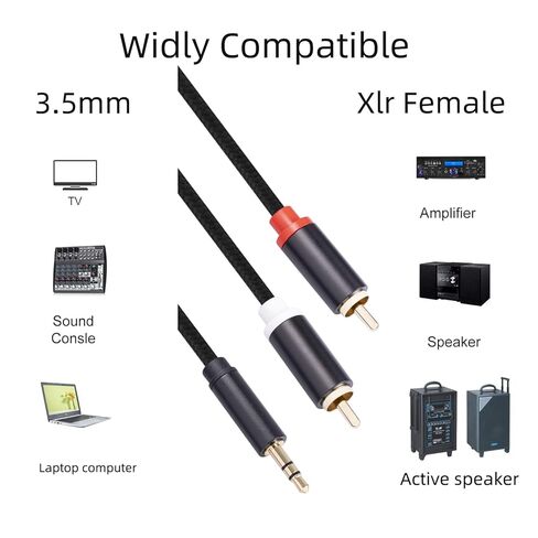 كابل 3.5 ملم إلى RCA، 3.3FT RCA ذكر إلى Aux محول الصوت HiFi Sound Headphone Jack محول غلاف معدني RCA Y Splitter RCA سلك مساعد 1/8 إلى موصل RCA للهاتف ومكبر الصوت MP3 والكمبيوتر اللوحي HDTV (عبوتان) in Kuwait