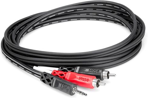 Hosa CMR-225 كابل 3.5 ملم TRS إلى كابل ستيريو RCA مزدوج، 25 قدم in Kuwait