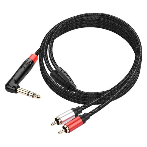SinLoon 6.35 مم TRS إلى 2 RCA كابل صوت 1/4 بوصة ستيريو ذكر إلى ثنائي RCA Y كابل مقسم لمشغلات DVD ومكبرات الصوت 1.8M/6Ft (RCA-ذكر) in Kuwait