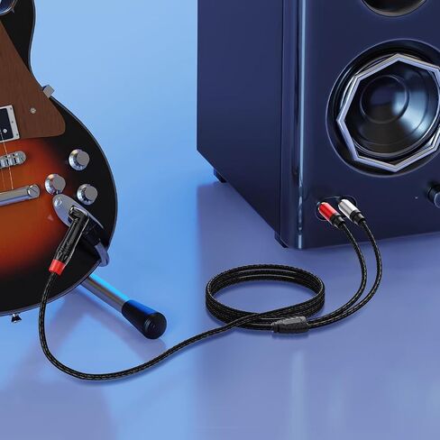 SinLoon 6.35 مم TRS إلى 2 RCA كابل صوت 1/4 بوصة ستيريو ذكر إلى ثنائي RCA Y كابل مقسم لمشغلات DVD ومكبرات الصوت 1.8M/6Ft (RCA-ذكر) in Kuwait