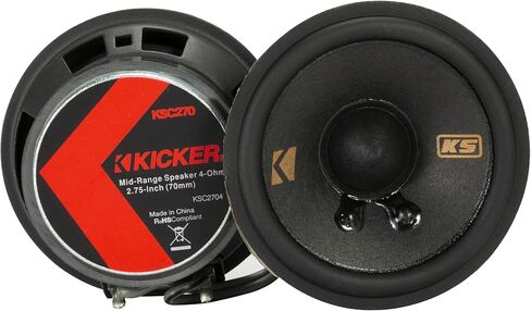 نظام مكبر صوت متوسط ​​من KICKER 51KSC2704، تصميم كامل المدى، زوج واحد (1)، 2.75 بوصة (70 مم) نطاق متوسط/مكبر صوت معالج بالأشعة فوق البنفسجية، محيط مطاطي قوي، 50 واط RMS، 100 واط الذروة (متجدد) in Kuwait