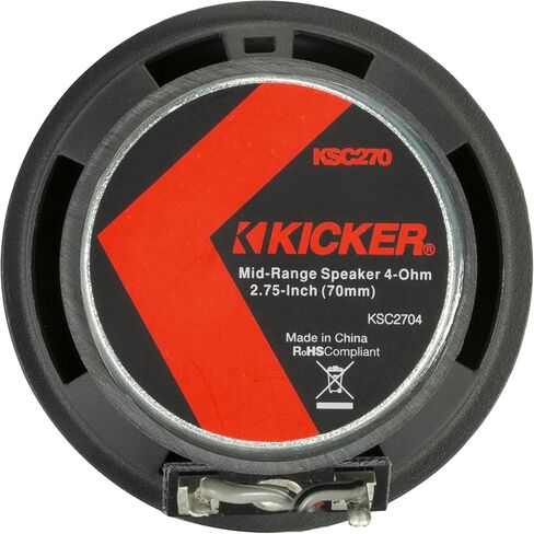 نظام مكبر صوت متوسط ​​من KICKER 51KSC2704، تصميم كامل المدى، زوج واحد (1)، 2.75 بوصة (70 مم) نطاق متوسط/مكبر صوت معالج بالأشعة فوق البنفسجية، محيط مطاطي قوي، 50 واط RMS، 100 واط الذروة (متجدد) in Kuwait