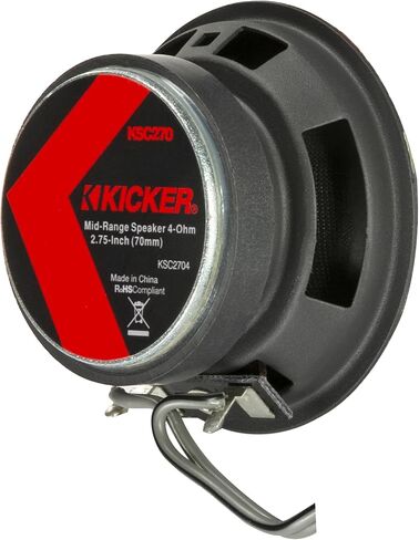 نظام مكبر صوت متوسط ​​من KICKER 51KSC2704، تصميم كامل المدى، زوج واحد (1)، 2.75 بوصة (70 مم) نطاق متوسط/مكبر صوت معالج بالأشعة فوق البنفسجية، محيط مطاطي قوي، 50 واط RMS، 100 واط الذروة (متجدد) in Kuwait