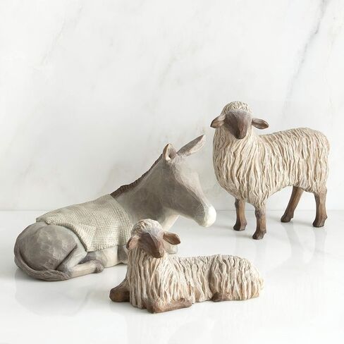 Willow Tree Gentle Animals of The Stable for The Christmas Story, Sculpted Hand-Painted Nativity Figures, 3-Piece Set in Saudi Arabia