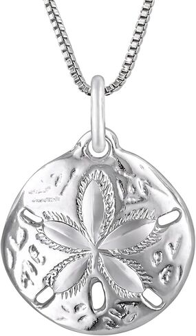 Hawaiian Silver Jewelry Pendant Necklace – 18 Inch Sand Dollars Pendant Charm – Premium Sterling Silver Craftsmanship – Modern and Elegant – Comfortable Women Jewelry Necklace in Kuwait