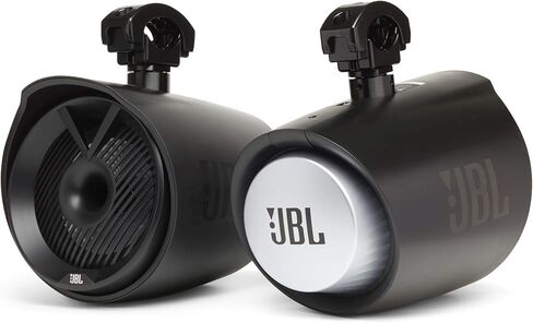 مكبر صوت JBL MT8HLB 8 بوصة ثنائي الاتجاه Marine Tower مع مكبر صوت مضغوط محمل بقرن 1 بوصة - أصوات سوداء ورطبة HTX2 2 Ch. أمبير in Kuwait