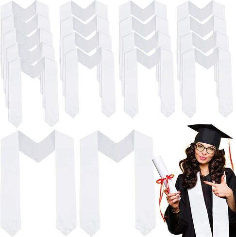 20 Pcs Sublimation Graduation Stoles White Grad Sash Blank Graduation Honor Stoles Bulk for Students Grad Ceremony Party Photos Props, 69 Inches in Kuwait