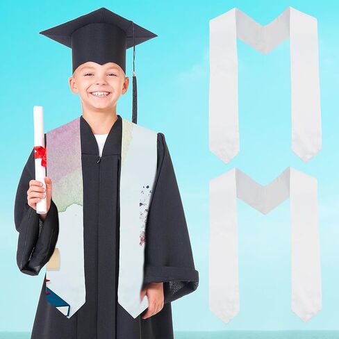 20 Pcs Sublimation Graduation Stoles White Grad Sash Blank Graduation Honor Stoles Bulk for Students Grad Ceremony Party Photos Props, 69 Inches in Kuwait