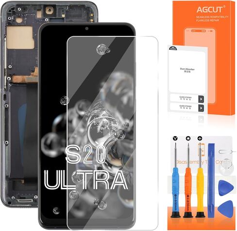 INCELL لهاتف Samsung Galaxy S20 Ultra شاشة بديلة S20 Ultra 5G LCD لهاتف Samsung S20 Ultra G988B G988U LCD محول رقمي يعمل باللمس أسود مع إطار (بدون بصمة) in Kuwait