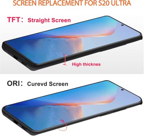 INCELL لهاتف Samsung Galaxy S20 Ultra شاشة بديلة S20 Ultra 5G LCD لهاتف Samsung S20 Ultra G988B G988U LCD محول رقمي يعمل باللمس أسود مع إطار (بدون بصمة) in Kuwait