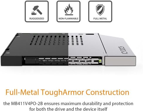ICY DOCK ToughArmor MB411V4PO-2B 7mm U.2/U.3 SSD Mobile Rack Adapter for 9.5mm Ultra Slim ODD Drive Bay (1 x OCulink 4i SFF-8612) in Kuwait