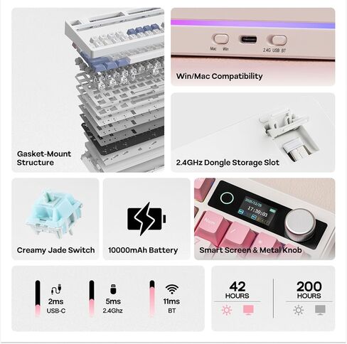 EPOMAKER TH99 PRO 96% لوحة مفاتيح ميكانيكية مع شاشة ومقبض + ماوس ألعاب لاسلكي Click Lite in Kuwait