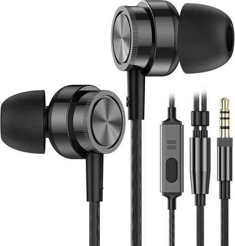 Wired Earbuds with Microphone, in Ear Headphones Wired with Heavy Bass Noise Isolation Magnetic Earphones Cord for Samsung Laptop Tablet MP3 Android Phones and All 3.5mm Jack Devices in Kuwait