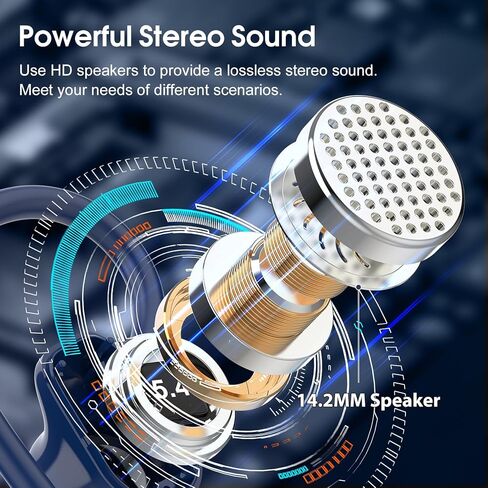Wireless Earbuds, Bluetooth 5.4 Headphones Sport, Over Ear Buds with ENC Noise Canceling Mic, Deep Bass Stereo Ear Buds with Hook, 50H Playback, LED Display, IP7 Earphones for Workout, Dark Blue in Kuwait