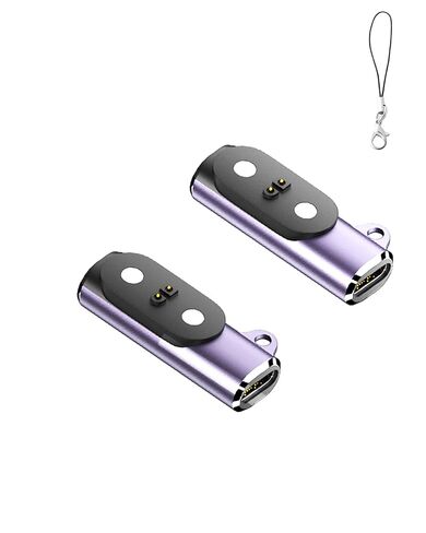 Type-C Charger Adapter for LEVN LE-HS031 V2/LE-HS017 V2 Ear Headphones, Magnetic Type-C Charging Converter for LEVN LE-HS031 V2/LE-HS017 V2 with Keychain Design,(2 Pack,Purple) in Kuwait