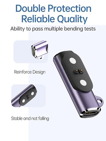 Type-C Charger Adapter for LEVN LE-HS031 V2/LE-HS017 V2 Ear Headphones, Magnetic Type-C Charging Converter for LEVN LE-HS031 V2/LE-HS017 V2 with Keychain Design,(2 Pack,Purple) in Kuwait