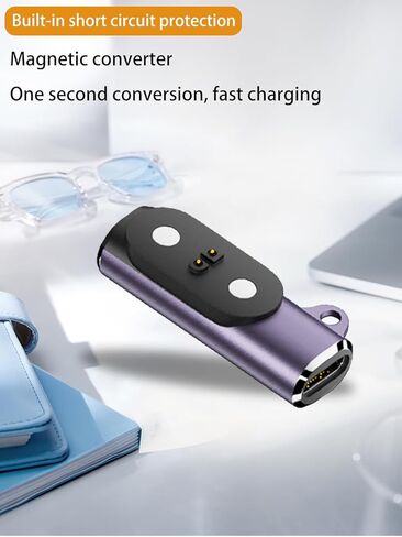 Type-C Charger Adapter for LEVN LE-HS031 V2/LE-HS017 V2 Ear Headphones, Magnetic Type-C Charging Converter for LEVN LE-HS031 V2/LE-HS017 V2 with Keychain Design,(2 Pack,Purple) in Kuwait